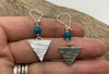 Apatite triangle Sterling silver drop earrings