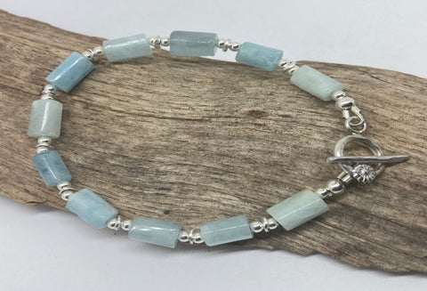 Aquamarine and silver bracelet