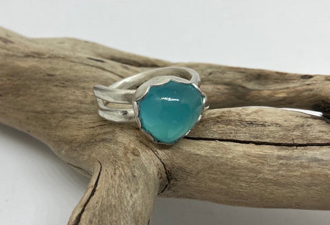 Chalcedony gemstone and sterling silver ring