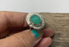 Chrysoprase gemstone silver ring