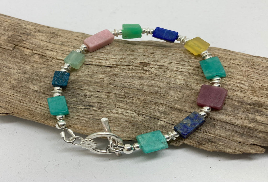 Multicoloured gemstone bracelet