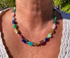 Multicoulred naturalstone and silver necklace