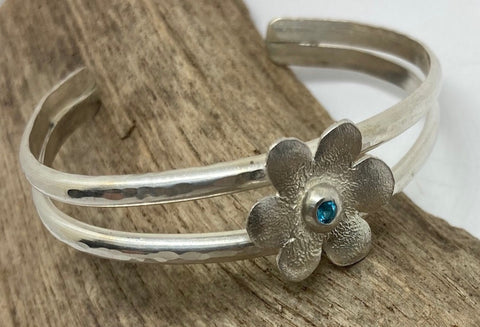 Topaz gemstone Sterling silver cuff bracelet.