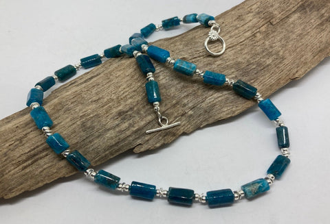 Apatite gemstone and silver necklace