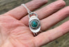 Chrysocolla and silver pendant
