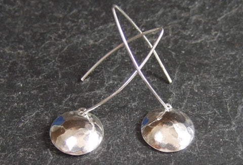 Domned hanging silver earrings