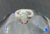 Ethiopian opal silver ring with a textured heavy band