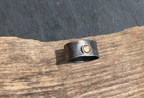 Oxidised Silver and Gold ring
