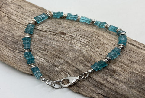 Apatite stone Sterling silver bracelet