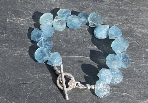 Aquamarine bracelet unpolished