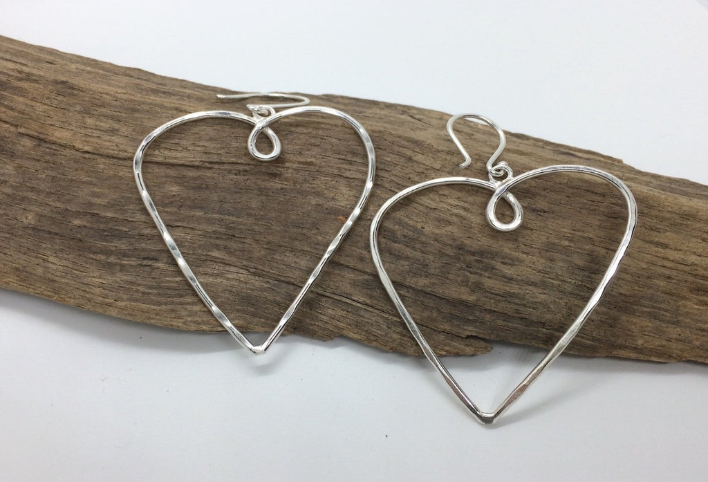 Sterling silver  large heart earrings