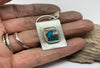 Blue oyster shell  copper Turquoise and silver pendant