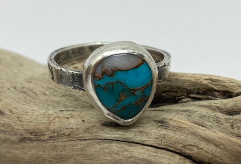 Blue Copper Oyster  shell ring