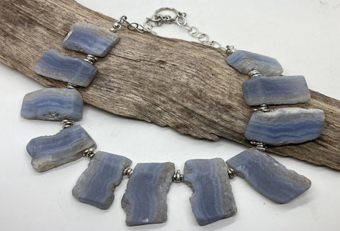 Blue Lace agate natural stone neckalce