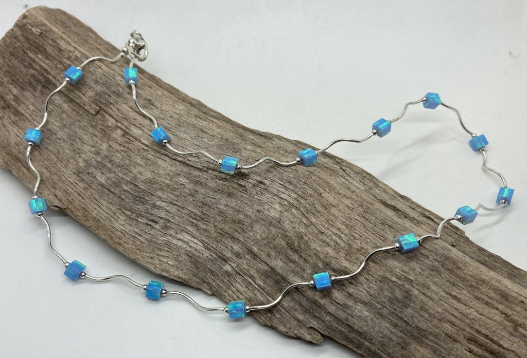 Blue Opal and silver necklace