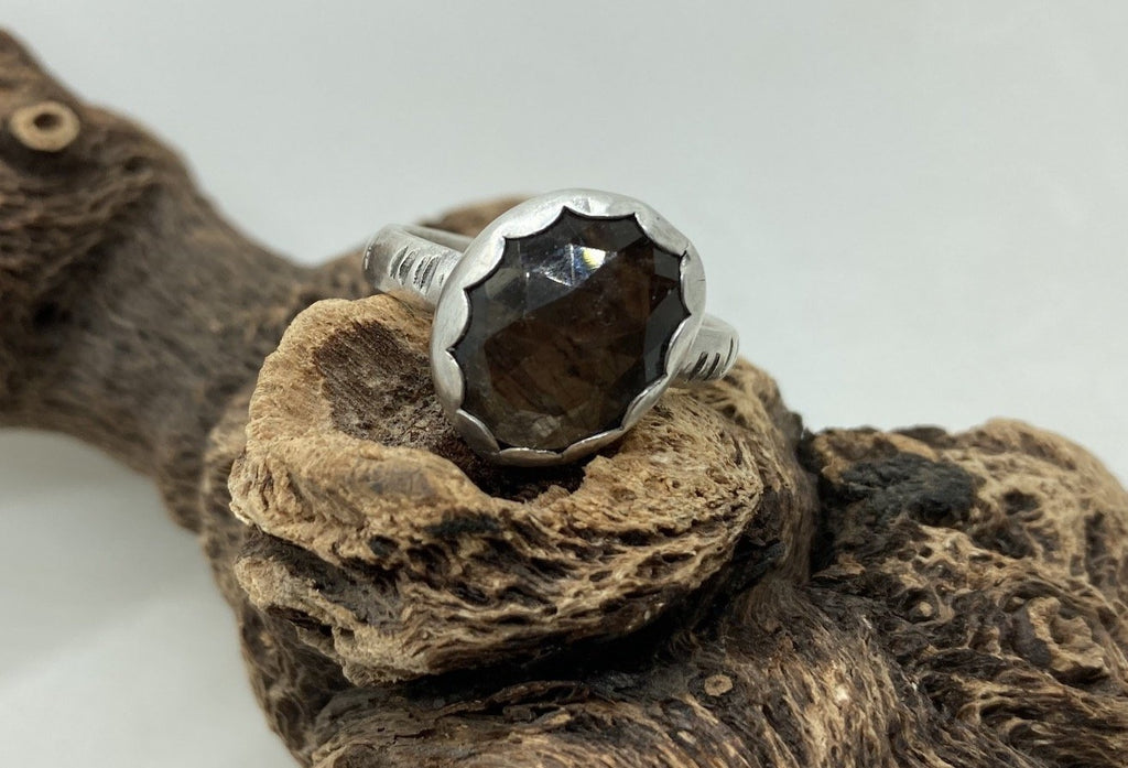 Brown sapphire silver ring