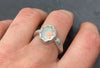 Ethiopian opal silver ring with a textured heavy band
