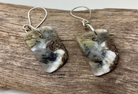 Dendritic agate and sterling silver drop earrings