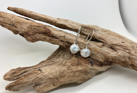 Keshi freshwater pearl earrings