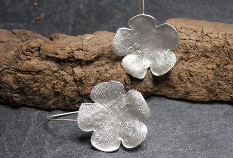 Large  silver flower earrings