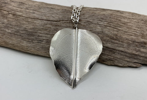 Large silver leaf pendant
