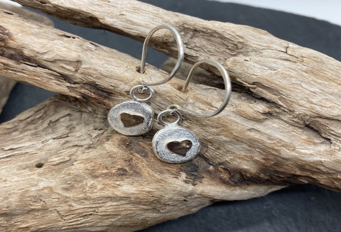 Silver and gold heart flat earrings