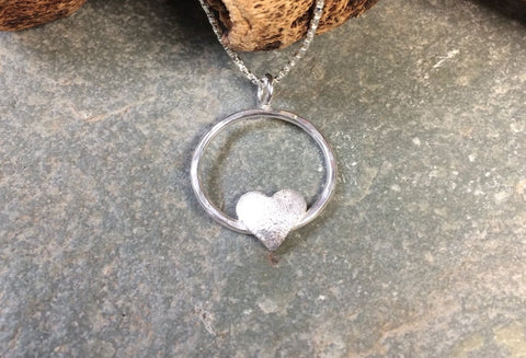Sterling silver Heart in a circle pendant