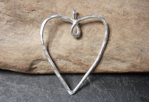 Large Sterling silver  heart pendant
