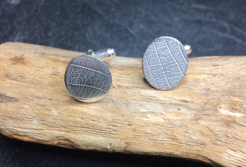 Sterling silver leaf cufflinks
