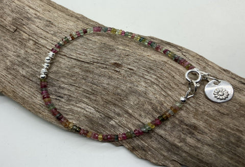 Small Tourmaline beads and sterling silver