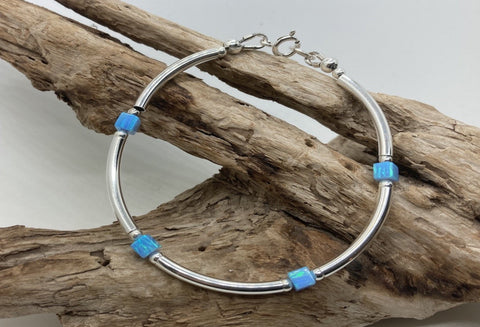 Blue Opal and silver bracelet