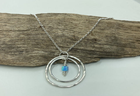 Blue opal Sterling silver pendant