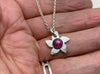 Pink Sapphire flower and silver  pendant