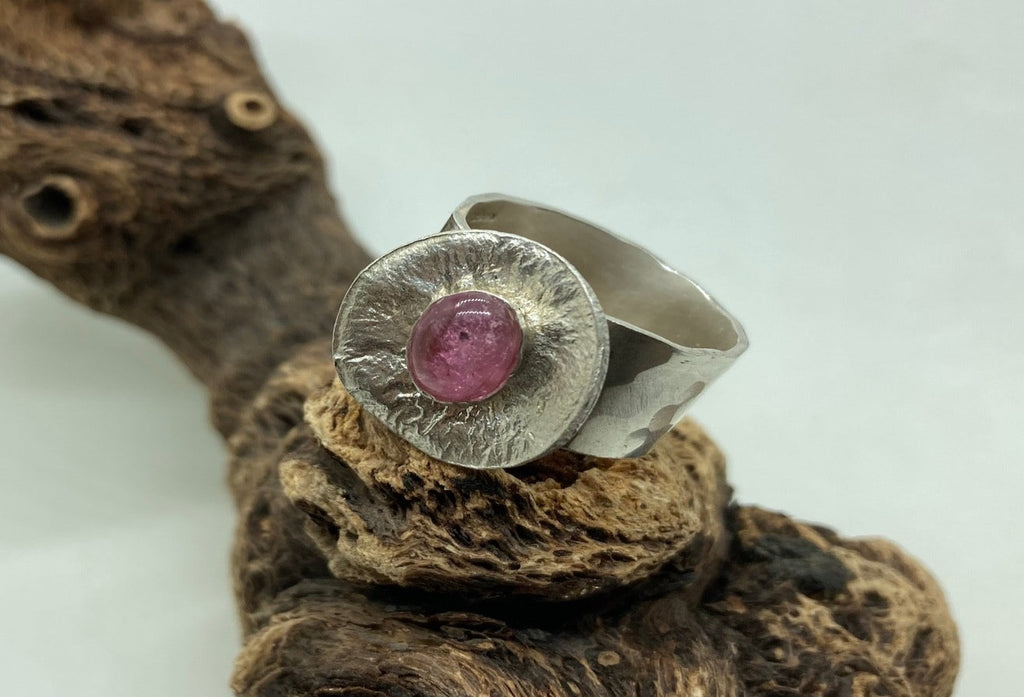 Pink Tourmaline and silver ring