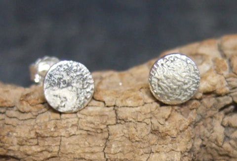 Small textured silver stud earrings