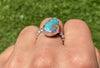 Natural turquoise Sterling silver  ring with beaded band