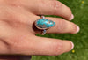 Natural turquoise Sterling silver  ring with beaded band